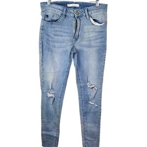 KanCan Distressed Skinny Jeans Ripped Knee Medium Wash Denim Size 9/28‎